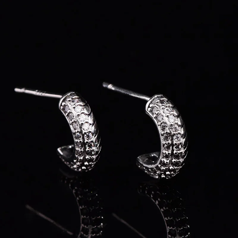 2022 Authentic 925 Sterling Silver Earring Sparkling Star Blue Gem Golden Heart Halo Stud Earrings Women Jewelry BirthdayGift