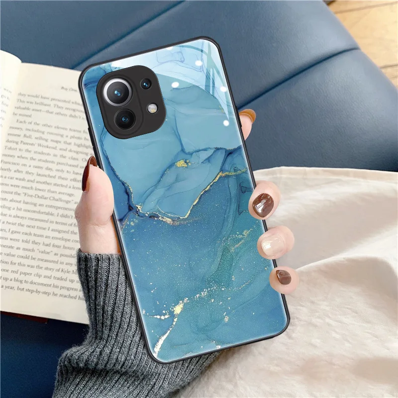 Creative marble suitable for Xiaomi 14 Pro phone case glass Xiaomi 13 internet celebrity protective case
