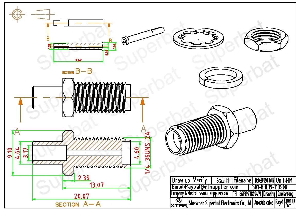 50ohm SMA Crimp Female RF Coaxial Connectors for Cables