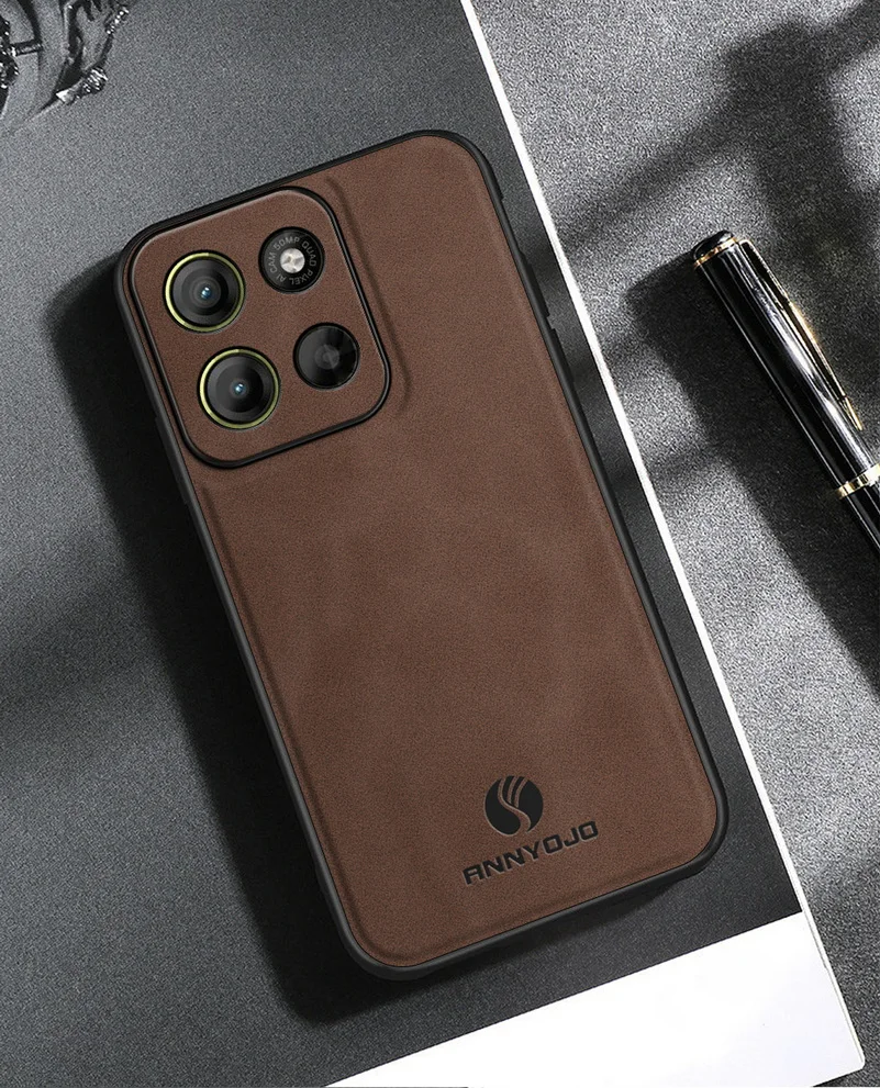 Sleek Matte Leather Case with Built-in Metal Car Holder