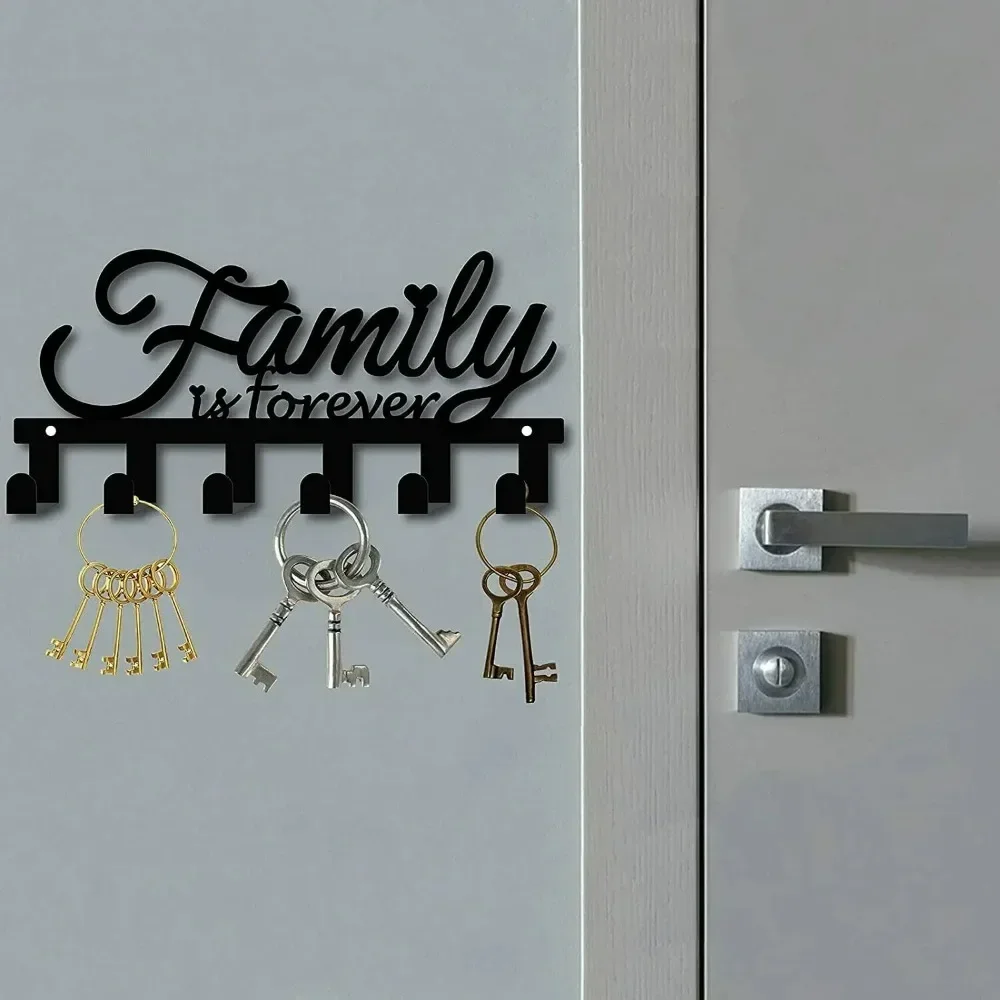 Vintage Cast Iron Key Holder with 6 Hooks Wall-Mounted Coat Rack and Metal Art for Living Room & Home Decor, Rustic Wall Hanger