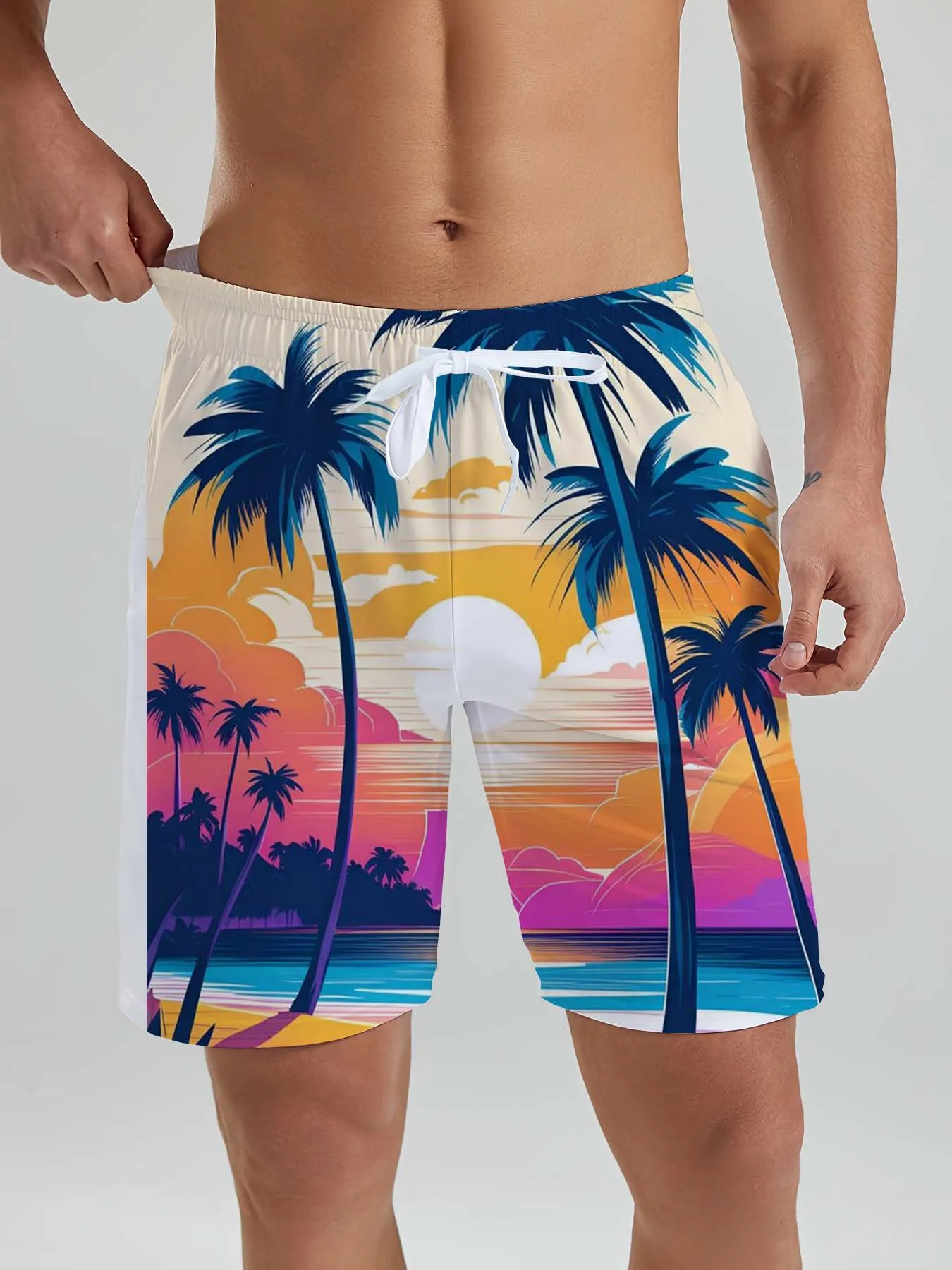 Hawaiian flamingo Vacation Beach Shorts For Men Summer New Casual Street Short Coco Beach3D Printed  Board Shorts  Swim Trunks 3