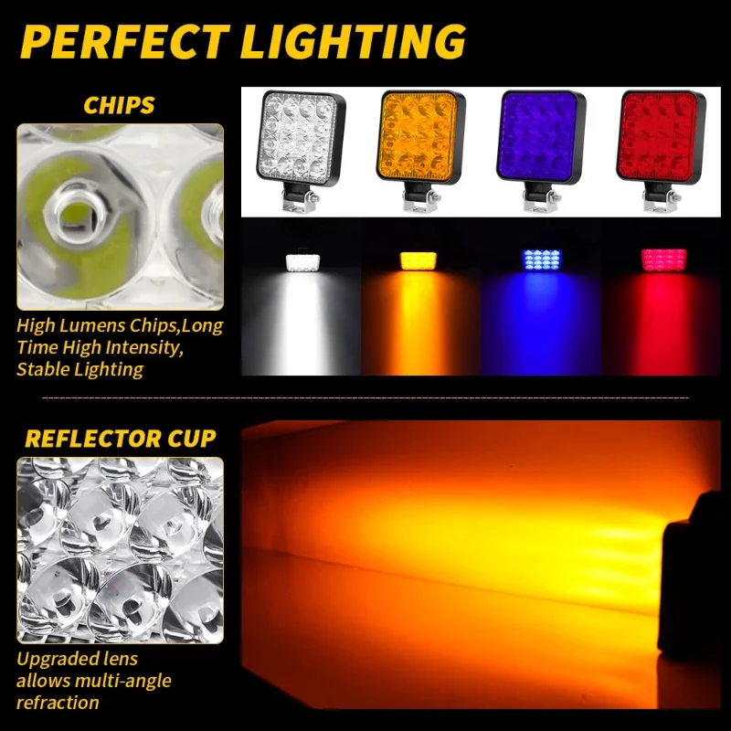 4 PCS 12V LED 라이트 바 48W 미니 LED 작업 조명 지프 트럭 4X4 자동차 SUV ATV Barra LED 헤드 라이트에 대 한 도로 스포트 라이트 끄기