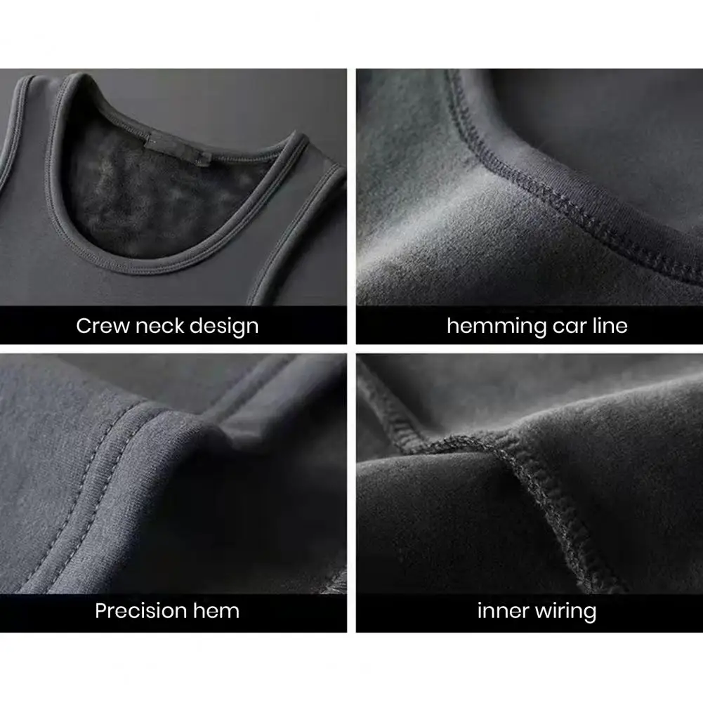 

Top Ultra-thick Fleece Lined Tank Top Vest Windproof Warm Thermal Base Layer Undershirt for Men Solid Color Underwear Vest