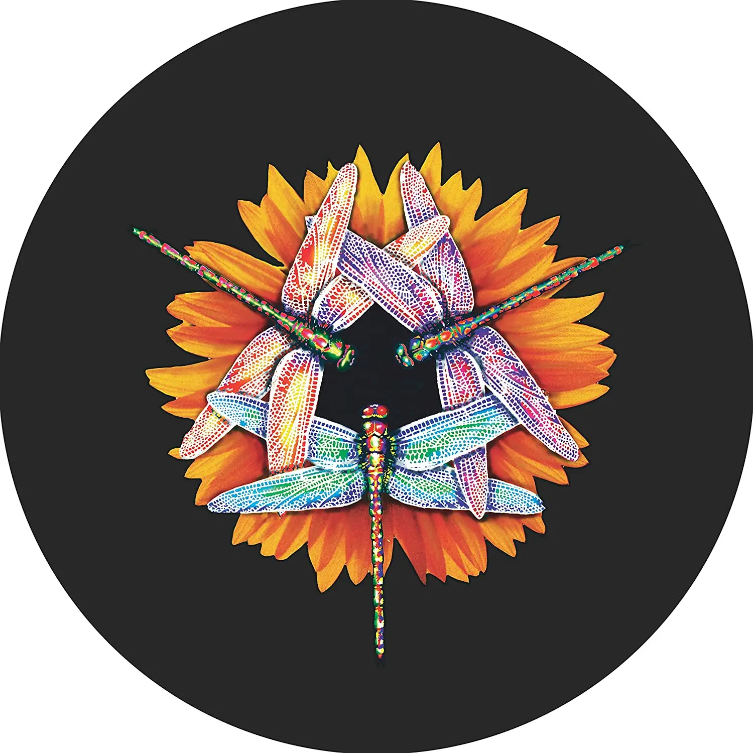 

TIRE COVER CENTRAL Dragonfly Bug Kaleidoscope Wheel Spare Tire COVER (Select tire Size/Back up Camera Opening in MENU)