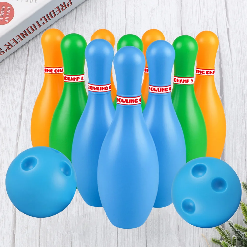 

Bowling Set Sports 18cm Kids Educational Toys Ball And Pins Bowling Toys Plastic Gutterball Funny Bowling (Random Color)