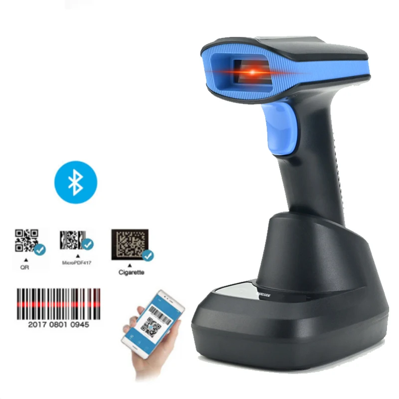 1D 2D Handheld Barcode Scanner Reader QR PDF417 Bluetooth 2.4G Wireless Wired USB Platform barcode scanner