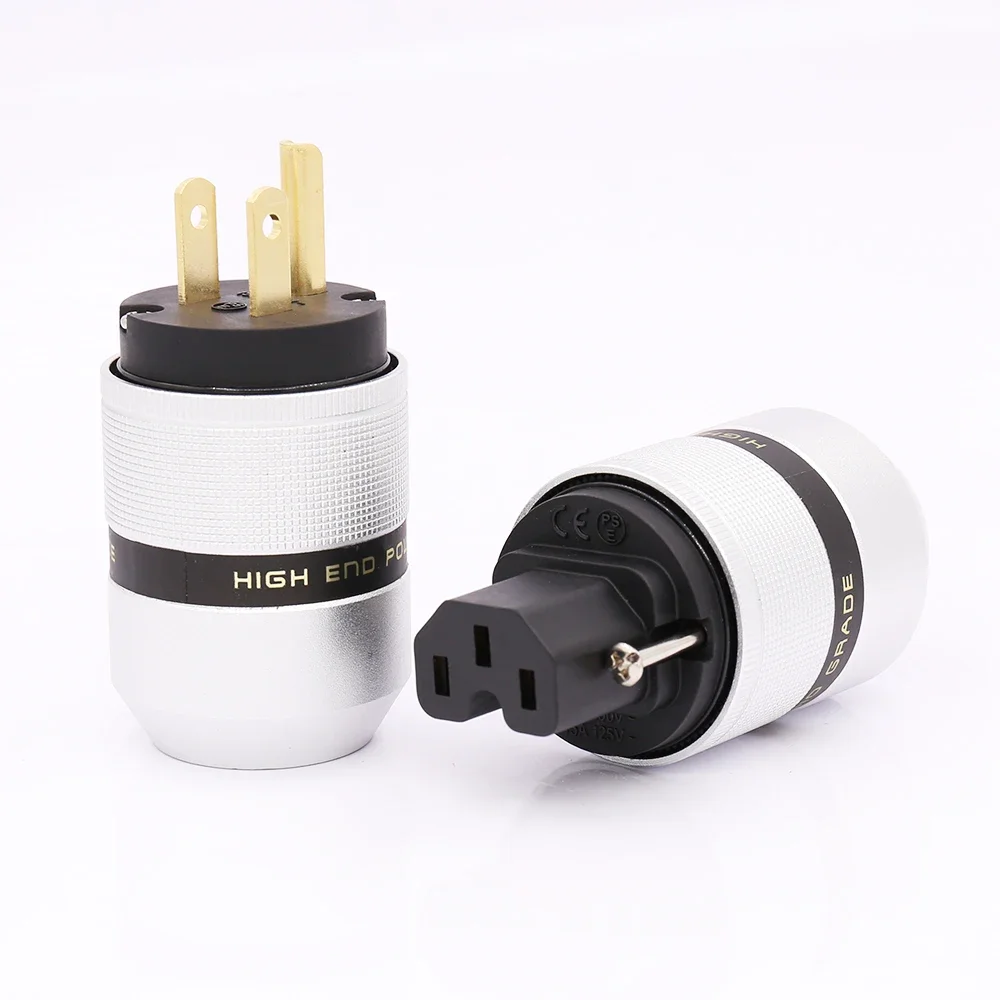 

Pair Aluminum 24K Gold/Rhodium Plated US Power Plug Connector IEC Female Plug for DIY Audio Power Cable
