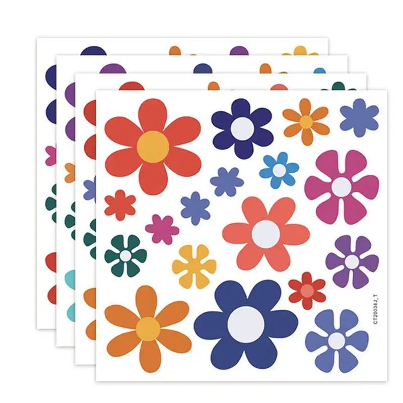 

Car Flower Stickers 73 pcs Car Window Sticker Daisy Stickers Retro Window Clings Waterproof Cute Car Stickers Automobile