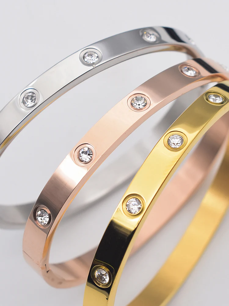Gold Plating Lover Bracelets & Bangles for Women Charming Zirconia Couple Bracelet New Trendy Luxury Jewellery Gifts Bangle Bracelet Zircon Bracelet Zirconia Bangle