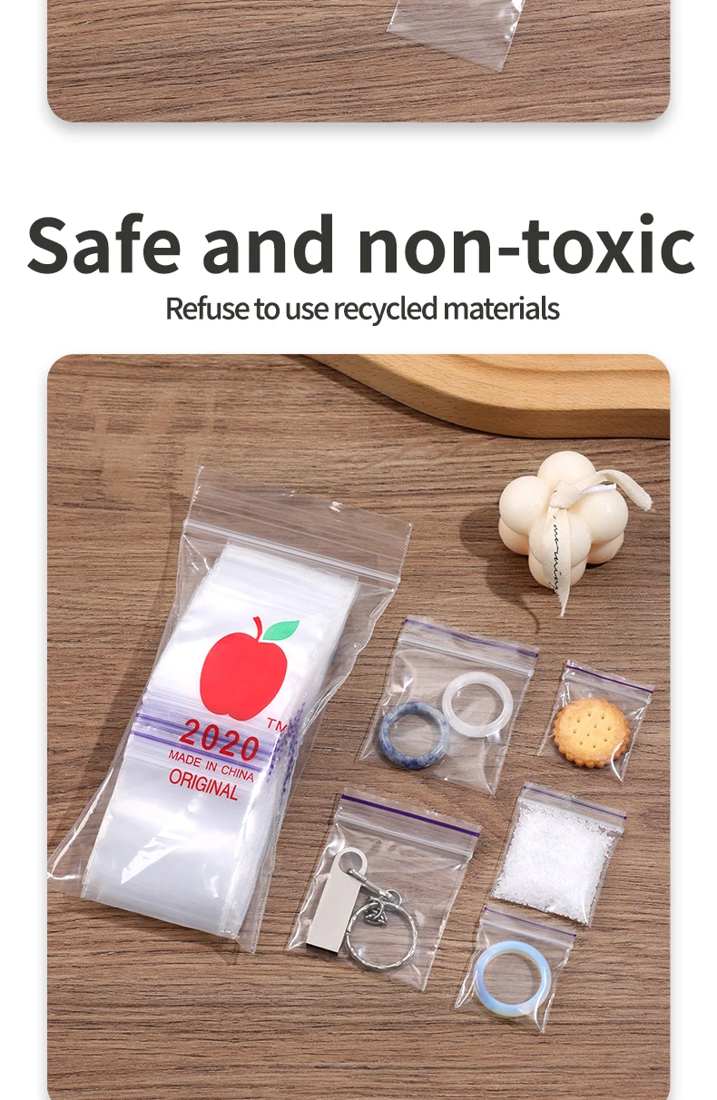 Verdickter 10 Seiden-Plastik-Versiegelungsbeutel mit violetter Linie. 3 Modelle und Größen sind verfügbar, 100 enthält nur Deodorant und feuchtigkeitsbeständig – Detail 5