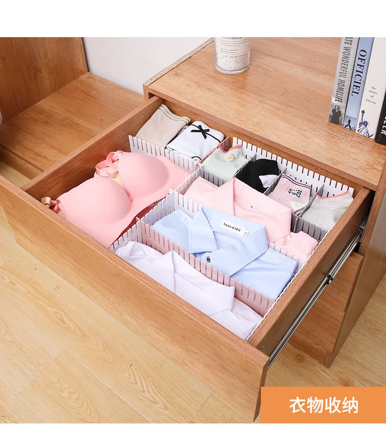 Drawer Storage Divider Adjustable Storage Plastic Partition Board Storage Cabinet Partition Space-saving Division Organizer