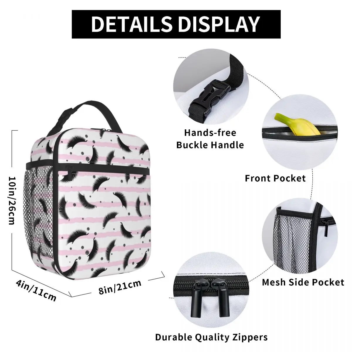 Eyelash Eyes Insulated Lunch Bags Office Lashes With Silver Glitter Confetti Seamless Cooler Thermal Bento Box Women Children