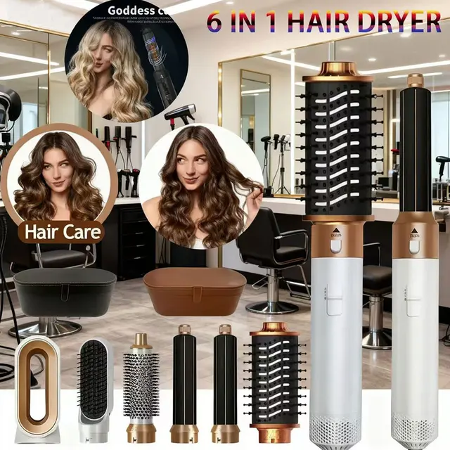 6 en 1 sèche-cheveux brosse peigne chaud ensemble professionnel fer à friser lisseur de cheveux outil de coiffure pour le style d'air Airwrap sèche-cheveux 1
