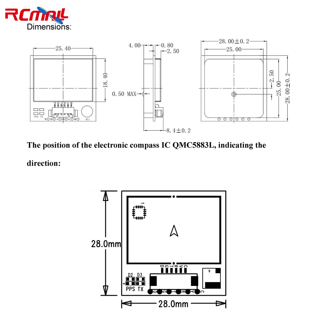 Beitian GPS Module BE-880 BE-880Q with Antenna M10050 GNSS Ultra-low Power GNSS Receiver with Compass for Vehicle Drones images - 6