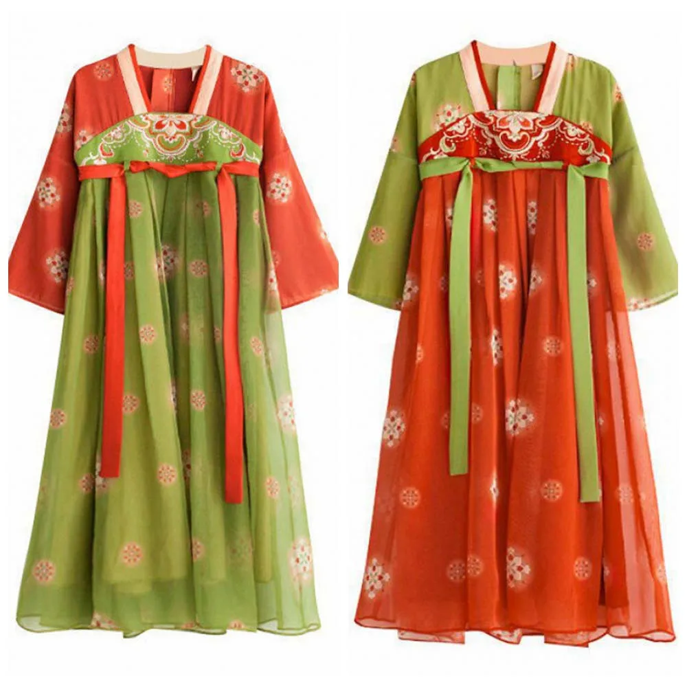 Chinese Hanfu Dress Girls Dunhuang Style Tang Dynasty Ancient Hanfu Dress Children Fairy Cosplay Green Red for Girls