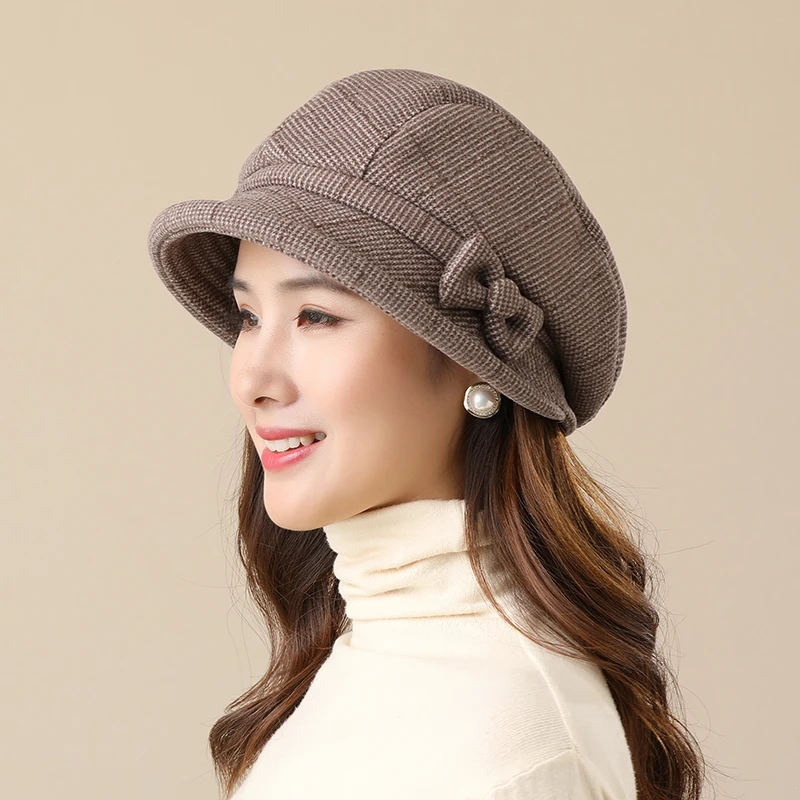 Ladies Party Hat Middle-aged and Elderly Warm All-match Basin Hats Autumn and Winter Fashion Youth Leisure Simple Fisherman Cap 2