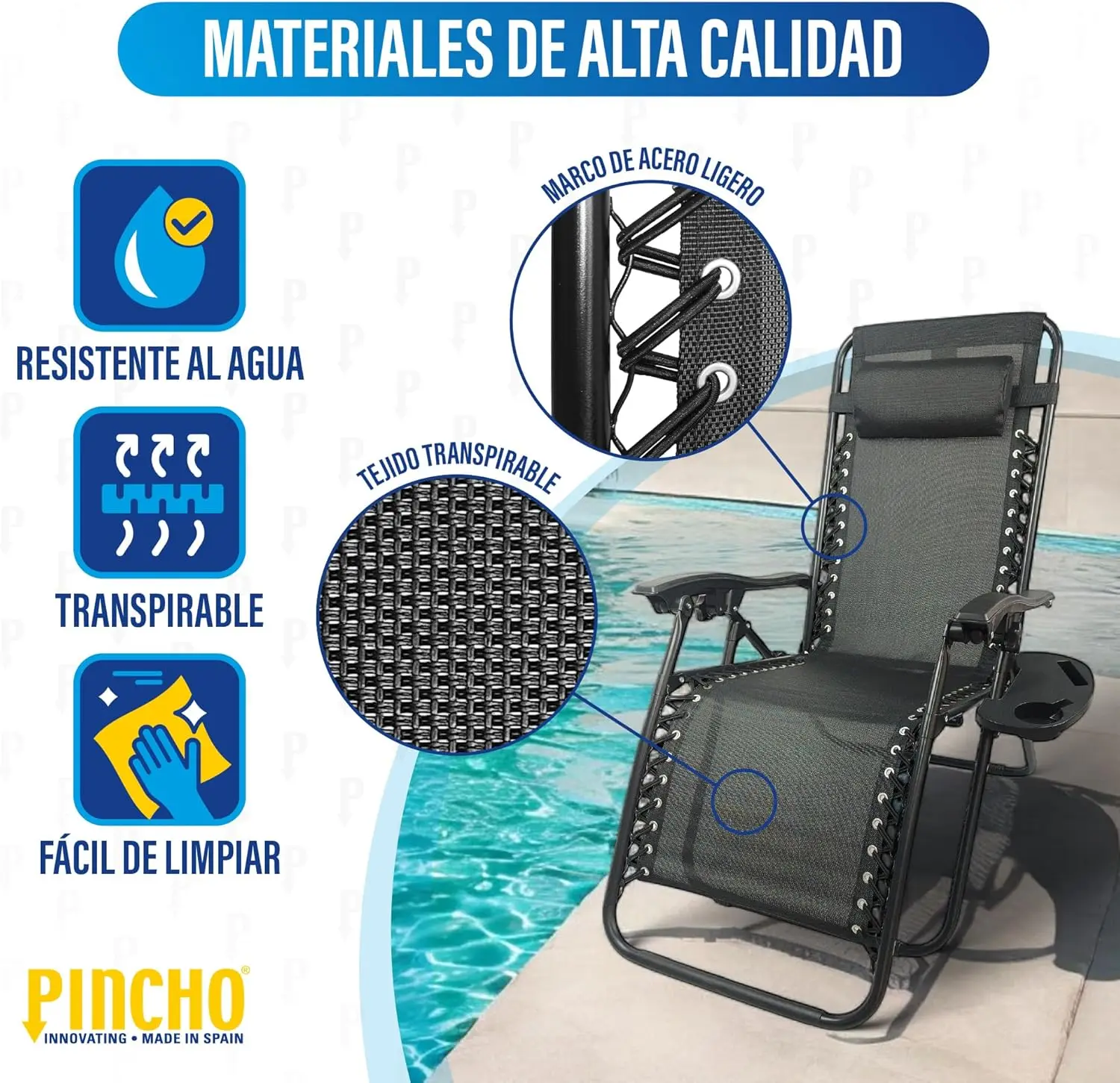 Silla Plegable Ligera Asiento De Respaldo Alto Para Azul