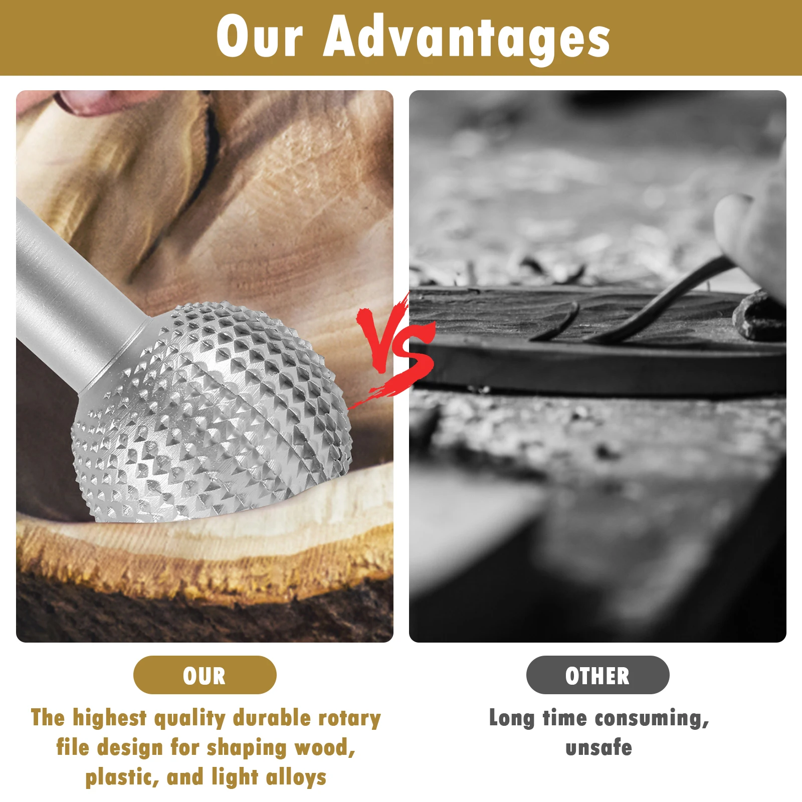Carbon Steel Rotary Ball Grinder for Wood Carving and Polishing