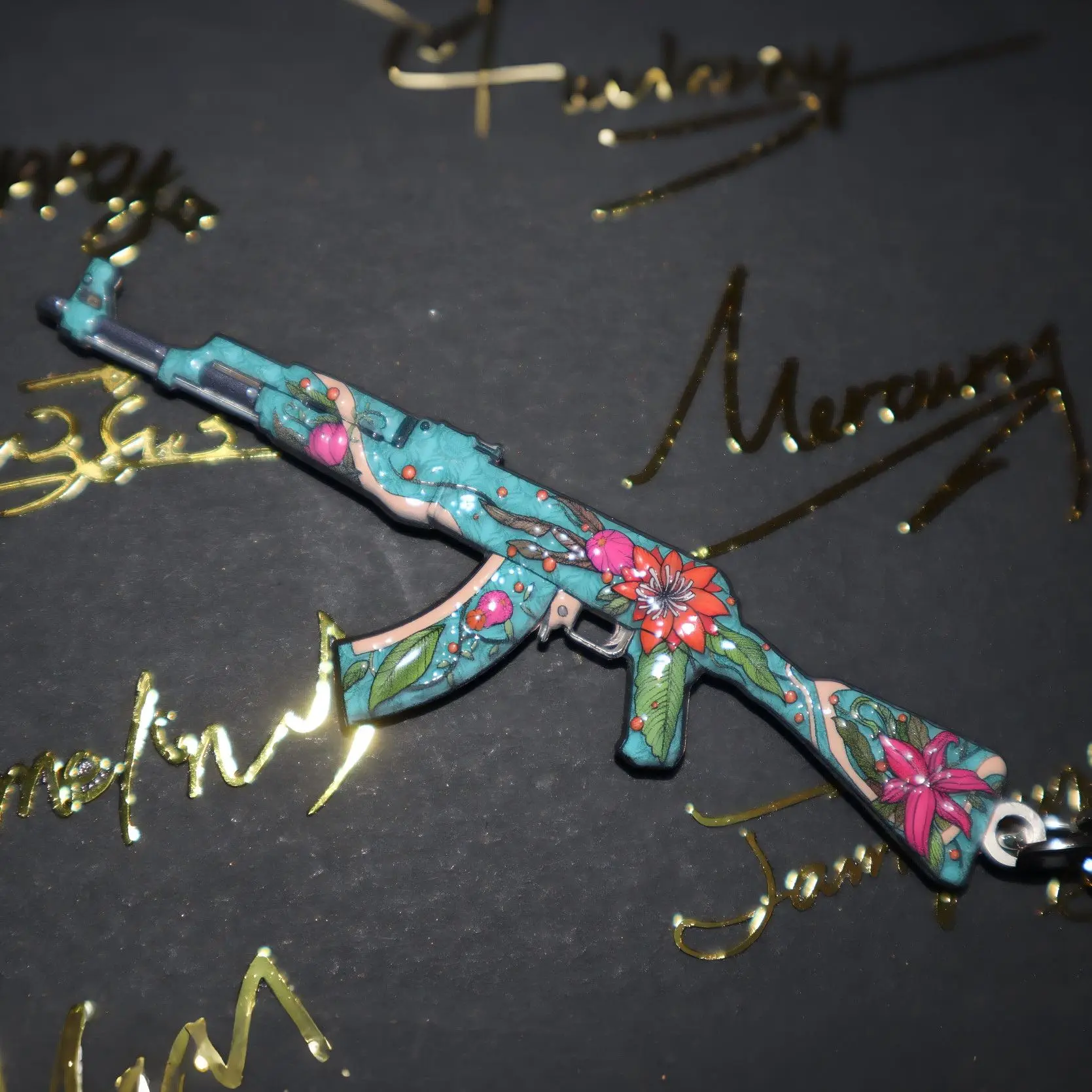 Csgo Wild Lotus Ak47 Metal Double-Sided Embossed Colorful Key Chain ...