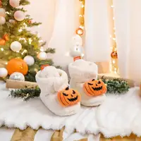 Halloween Pumpkin Baby Booties Slippers Infant Boys Girls Dress Shoes Newborn Crib Shoes Winter Footwear First Walkers Prewalker 4
