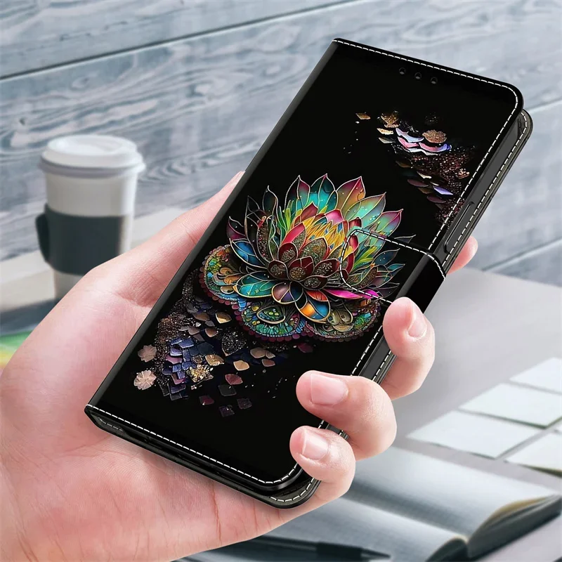 3D Flower Painted Leather Phone Wallet Case