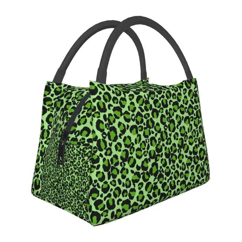 

Green Leopard Cheetah Skin Printed Lunch Boxes Animal Cooler Thermal Food Insulated Lunch Bag Hospital Office Pinic Container