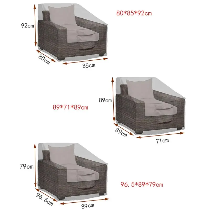 210D Outdoor Sofa Chair Cover Single Person Rice Coffee Color Matching for Garden Sun Protection