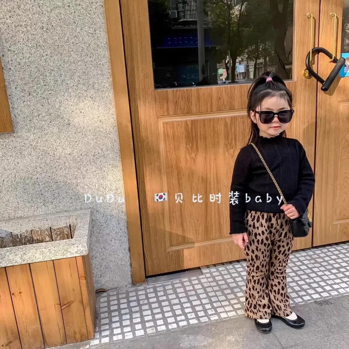 Girls pants kids pants girls trousers Clothing for Girls Pants Long Print Fashion Vintage Pretty Bell Bottoms Casual Lattice Leopard Print Loose