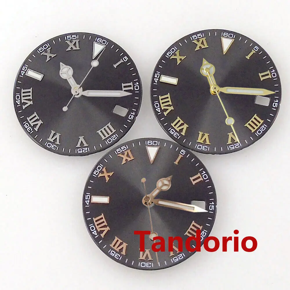 Quadrante Orologio Grigio Misura Luminosa Nh35 Nh36 Movimento Misura 3 Ore Corona 3.8 In Punto