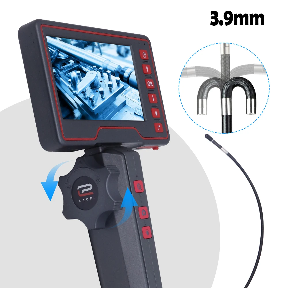 5-inch screen 3.9mm lens 1080P 360 degree steering endoscope HD camera car maintenance engine carbon deposition detection endoscope camera