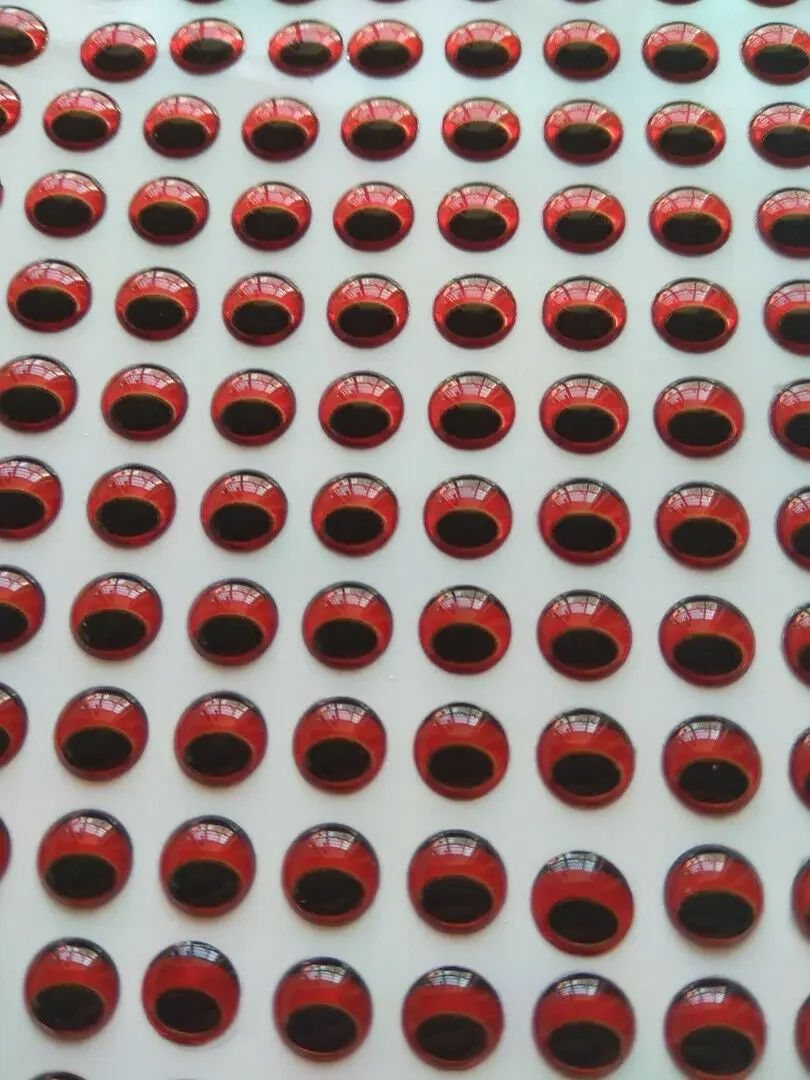 4mm-12mm Oval Shaped Pupil Red 3D Soft Holographic Fishing Lure Eyes