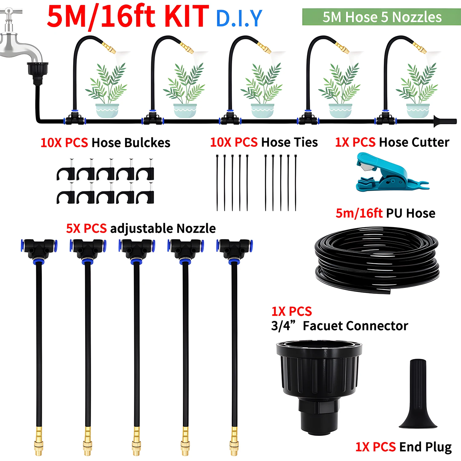Universal DIY Spray Kit for Garden Watering and Patio Misting