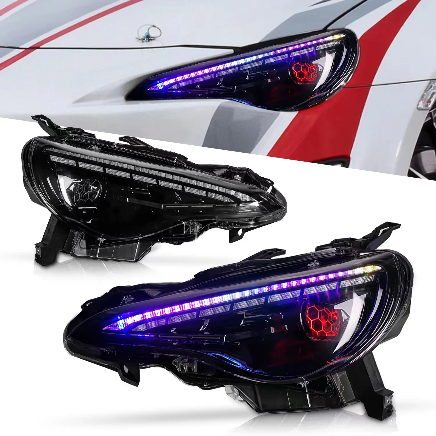

2 шт., автомобильные передние лампы RGB для TOYOTA 86 2012-2021, для SUBARU BRZ 2013-2021