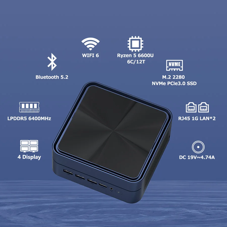 ZXIPC Mini PC Ryzen 7 5800H 6600H 7735HS 4500U DDR4 16GB