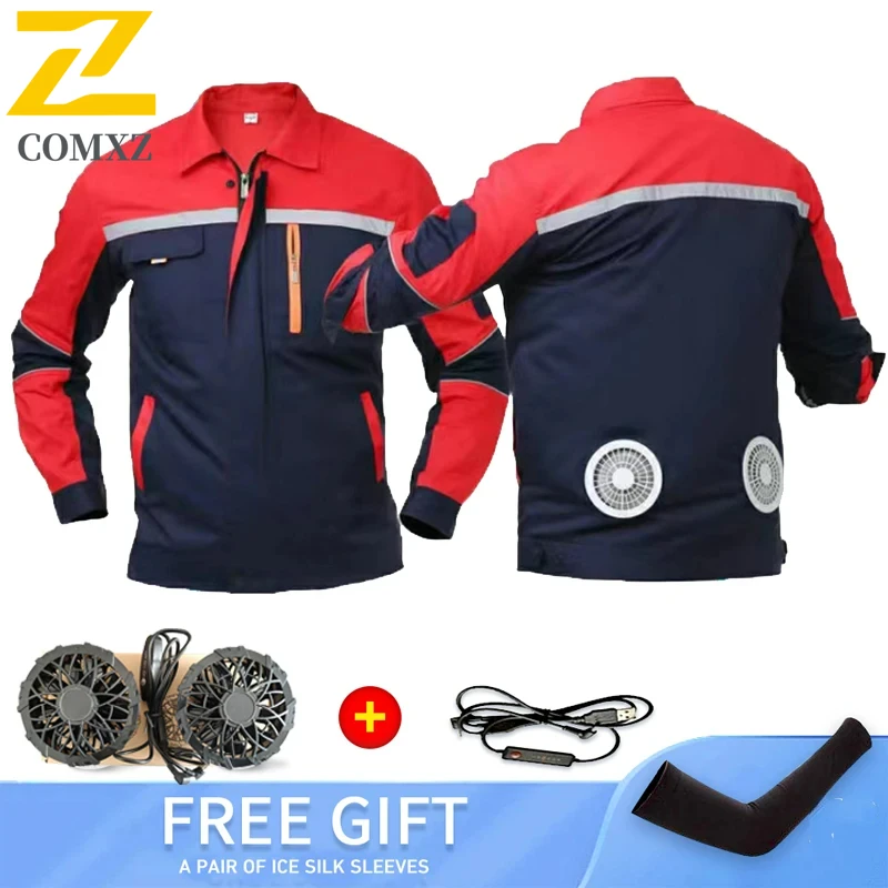 2025 New Cooling Work Jacket with Fan - Men's Air Conditioner Vest USB Rechargeable for Construction Outdoor Summer Heat Relief
