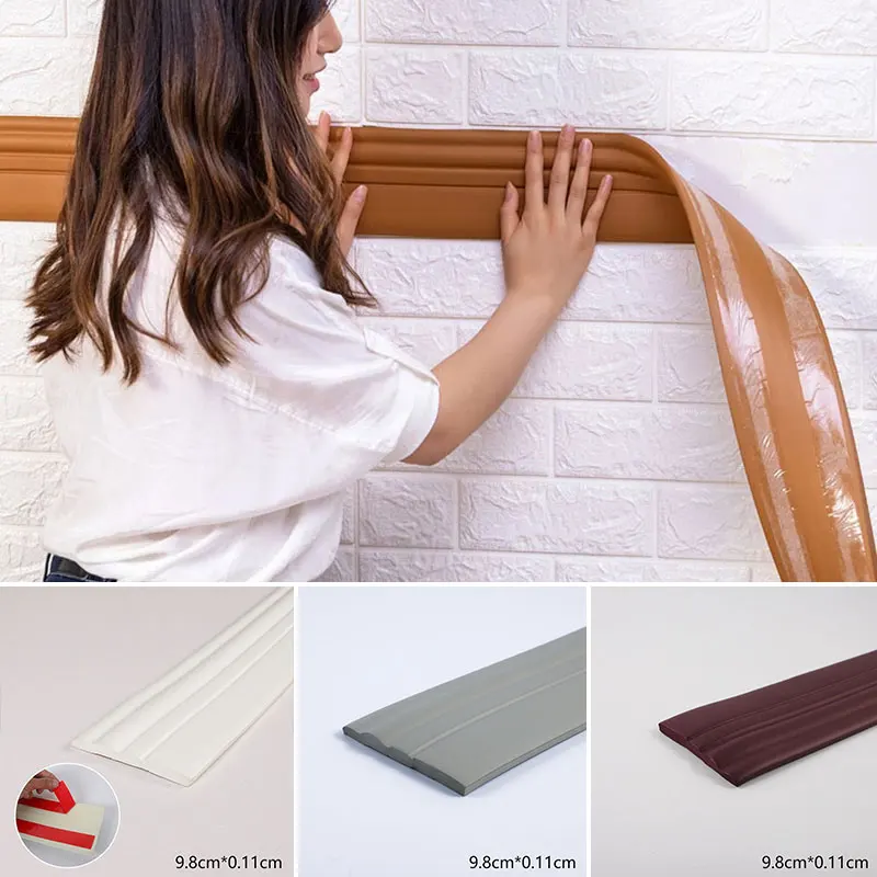 1/2m NBR Anti-collision Skirting Board Self-adhesive Waist Line Wall Sticker Border Line Background Decoration Soft Home Decor
