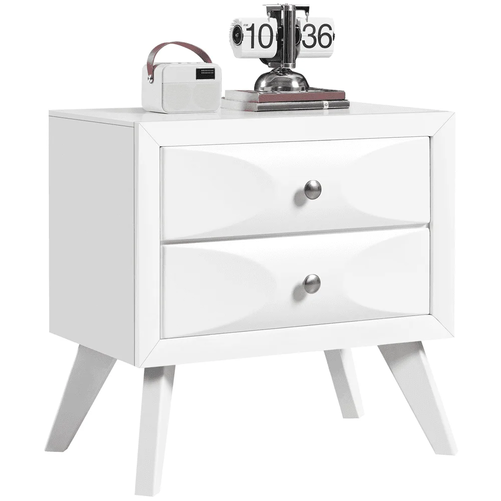 

Renwick Modern Vintage 2-Drawer End Table with Spacious Storage, White