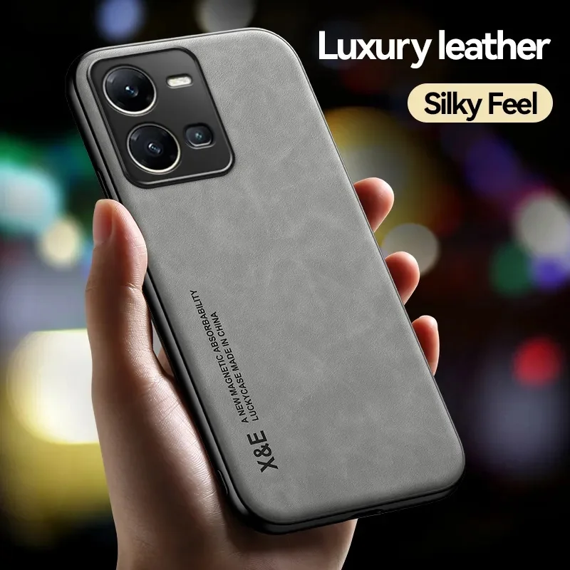Leather Back Case with Metal Plate Holder and Magnetic Car Mount Compatibility