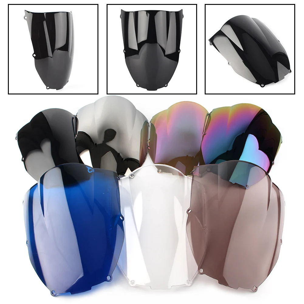 Motorcycle Windscreen Double Bubble Windshield ABS Plastic For Kawasaki Ninja ZX6R ZX-6R 2000 2001 2002