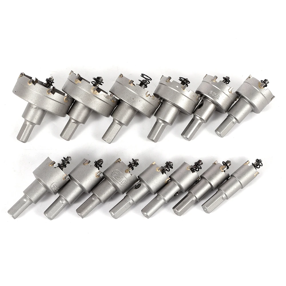 13x Set Carbide Hole Saw Drill Bit Circular Cutter 16-53mm Spiral Metal