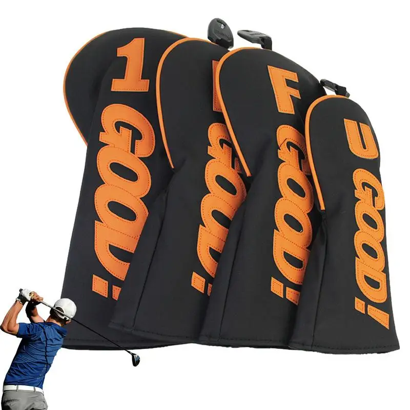 

Golf Head Covers Waterproof PU Leather Golf Driver Headcover With GOOD Words Sticker Head Covers For Driver Fairway Woods Hybrid