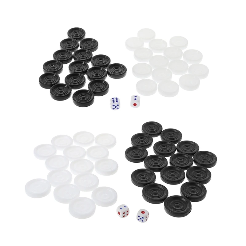 32Pcs/set 35mm Plastic Black White Backgammon Checkers Chips Pieces Stackable Checkers Pieces Children Kids Toy Dropship