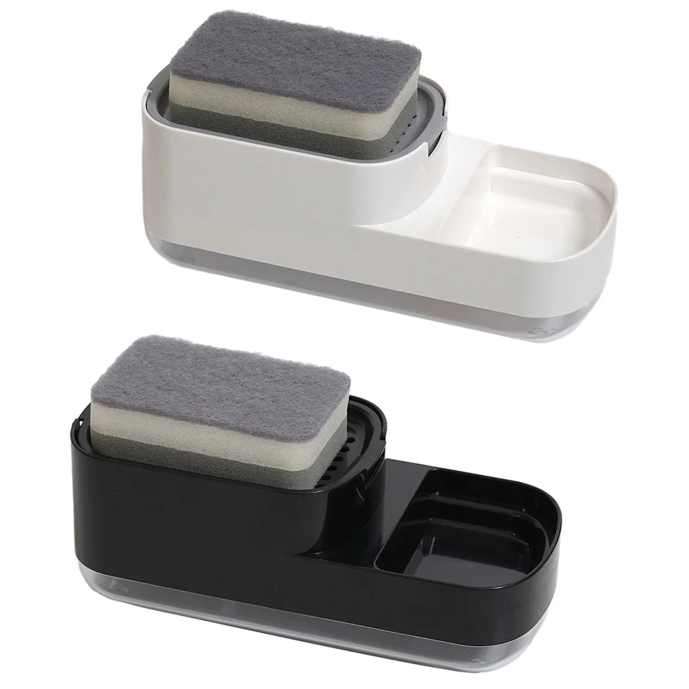 Description Picture 2 of itemNo More Soap Waste Dish Soap Dispenser with Quantitative Discharge Includes Sponge Holder Available in White and Black