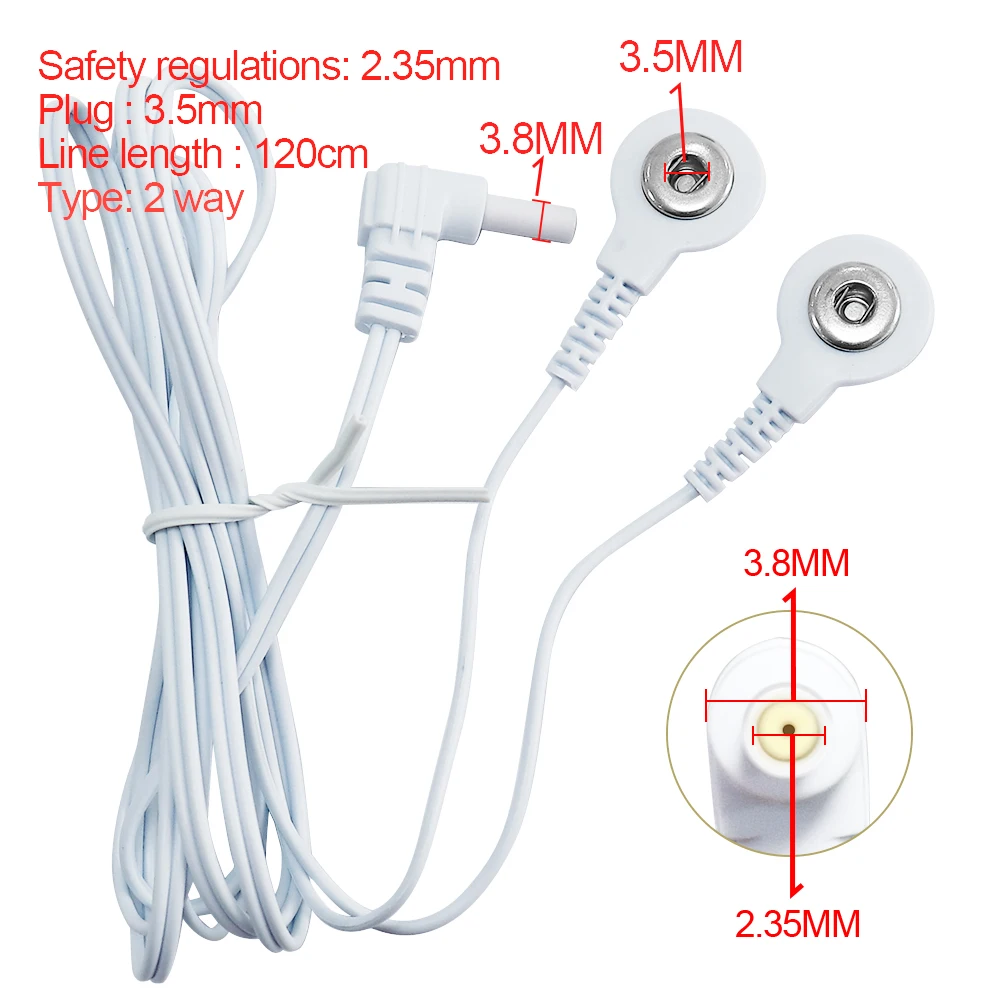 2-Way 2.35mm Plug Wires for Tens EMS Massager Electrical Nerve Muscle Stimulator Electrode Cable Line Wire for Electrode Pads 5