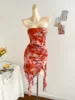 New spring/summer ladies sexy strapless, backless hemline irregular mini dress