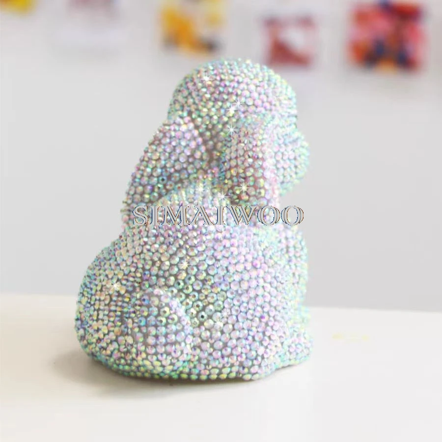 DIY Strass Kaninchen Nacht lampe bling-bling Tiers tatue glänzenden Kristall Home Ausstellung Handwerk Kreuz stich Luxus Kind Geschenk – Detail 4