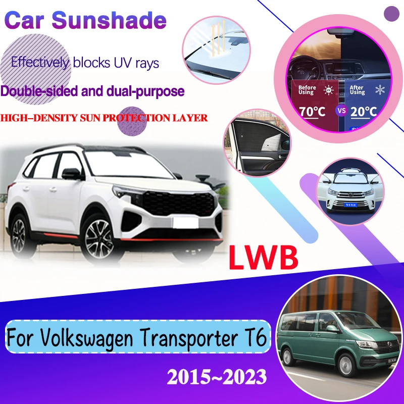 Visiera Parabrezza Auto Anti-Uv Per Vw Volkswagen Transporter T6 2015 ~ 2023 Lwb Parasole Per Finestre Complete Protezione Solare Accessori Auto