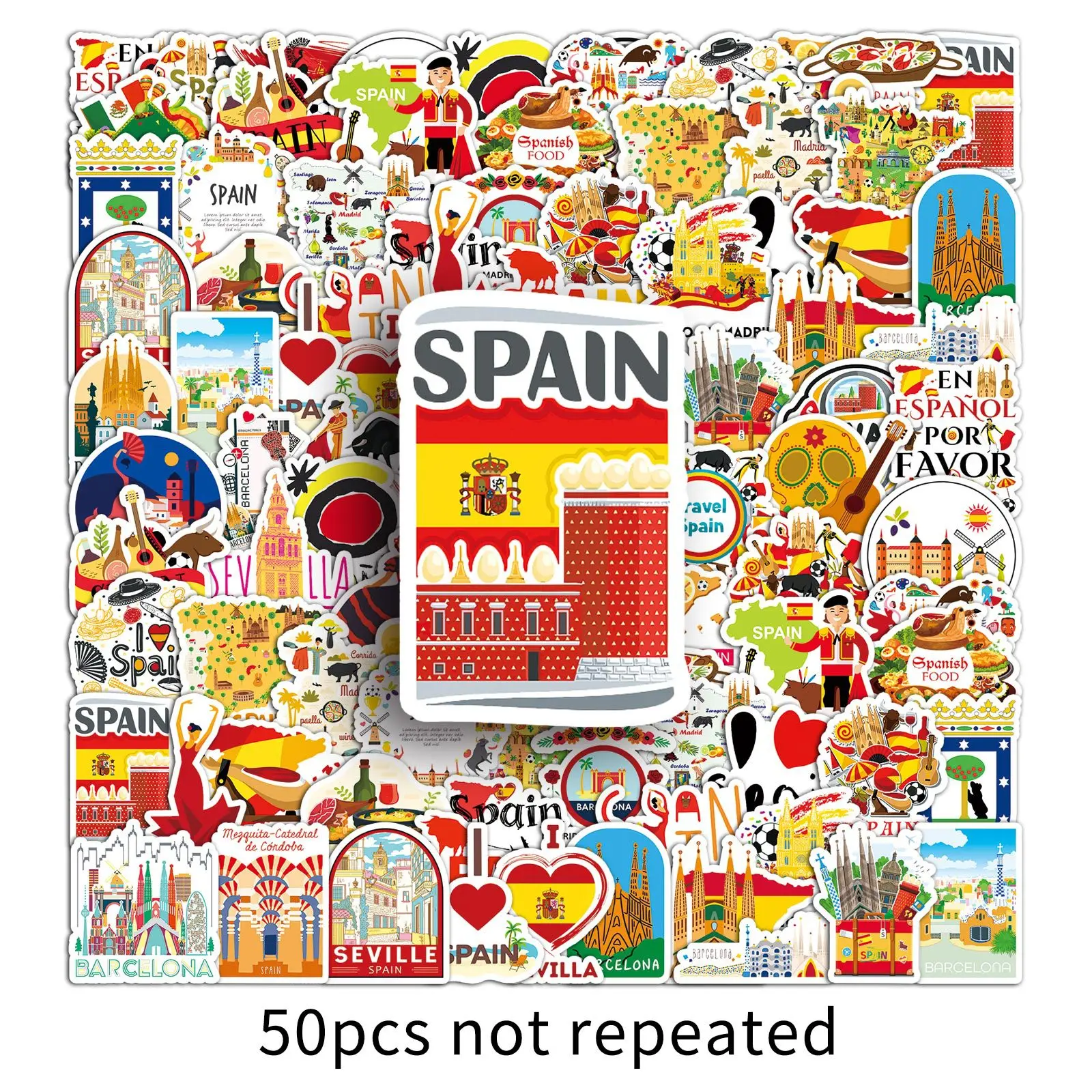 10/30/50PCS Scenic Spot Cartoon Graffiti Stickers for Luggage Laptop Phone Guitar Car Bike Skateboard