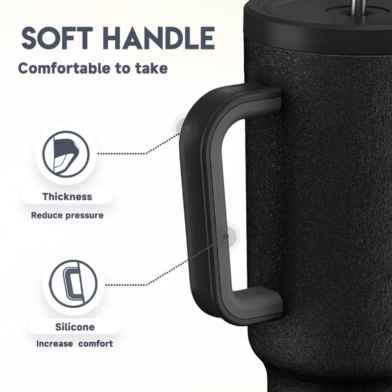 Coffee Cup Tumbler Cup Meoky Tumbler with Handle Straw 40oz/1182ml Thermos Bottle Cold Ice Stainless Steel Simple Car Mug Water Bottle Coffee Cup